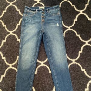Madewell Womens Button Fly Skinny Jeans 10” high rise size 31